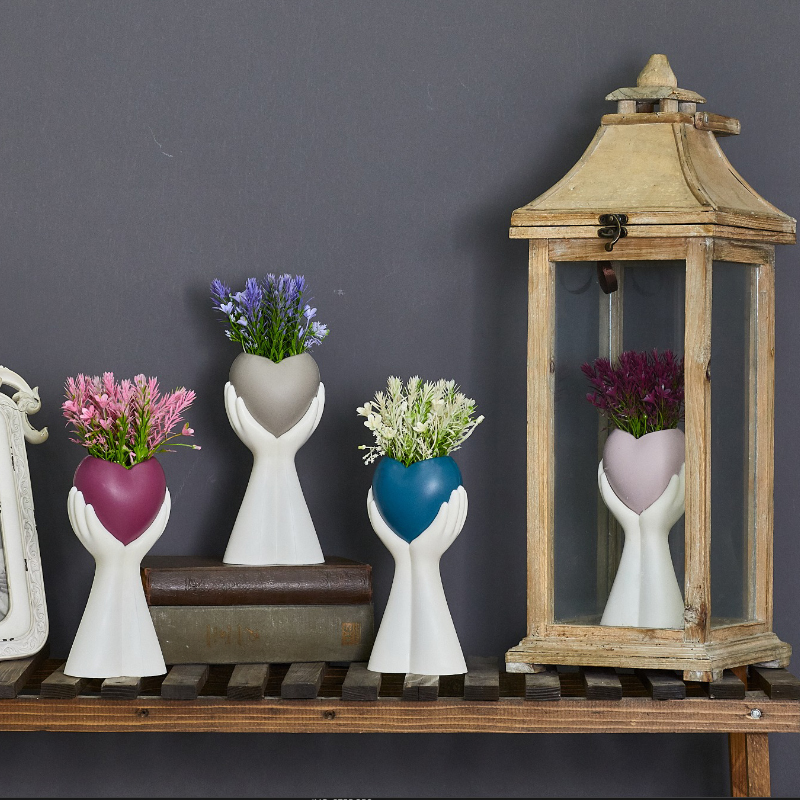 POT FLEUR DECO CŒUR 25X9X4 CM MIX BLEU/ROSE/BEIGE/BORDEAU