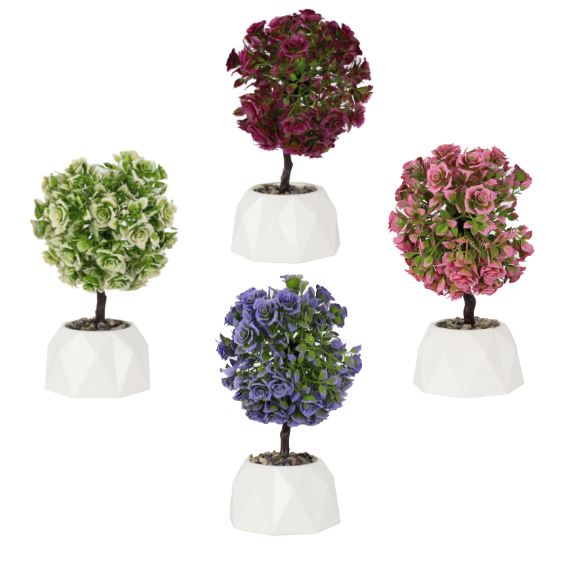 POT FLEUR DECO 25X12 CM MIX VIOLET/BORDEAU/BLANC/ROSE