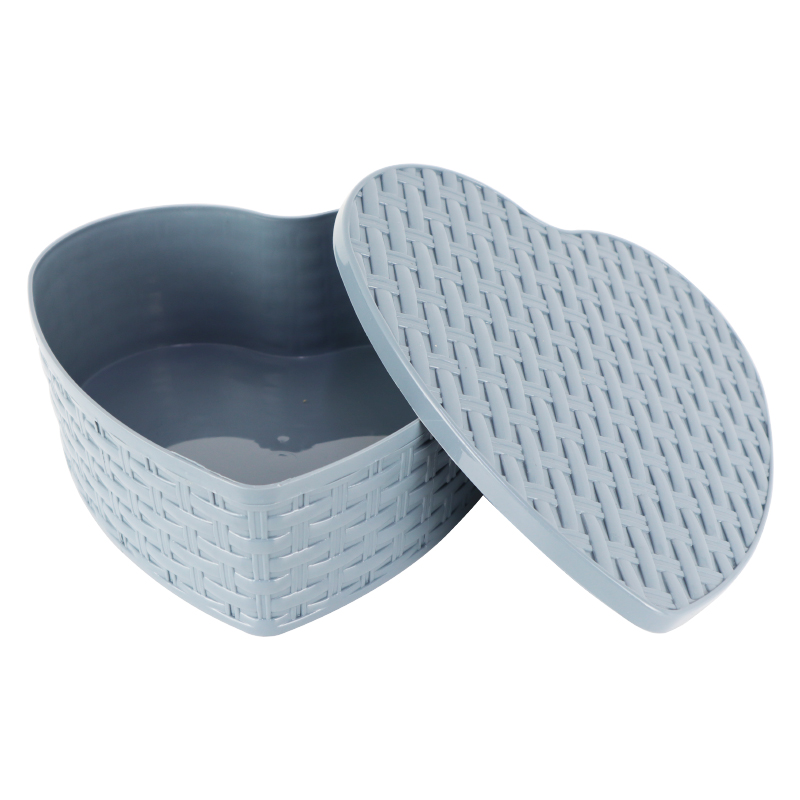 BOITE RANGEMENT PLASTIQUE CŒUR 23X23X8 CM MIX GRIS/BLANC/ROSE/MARRON
