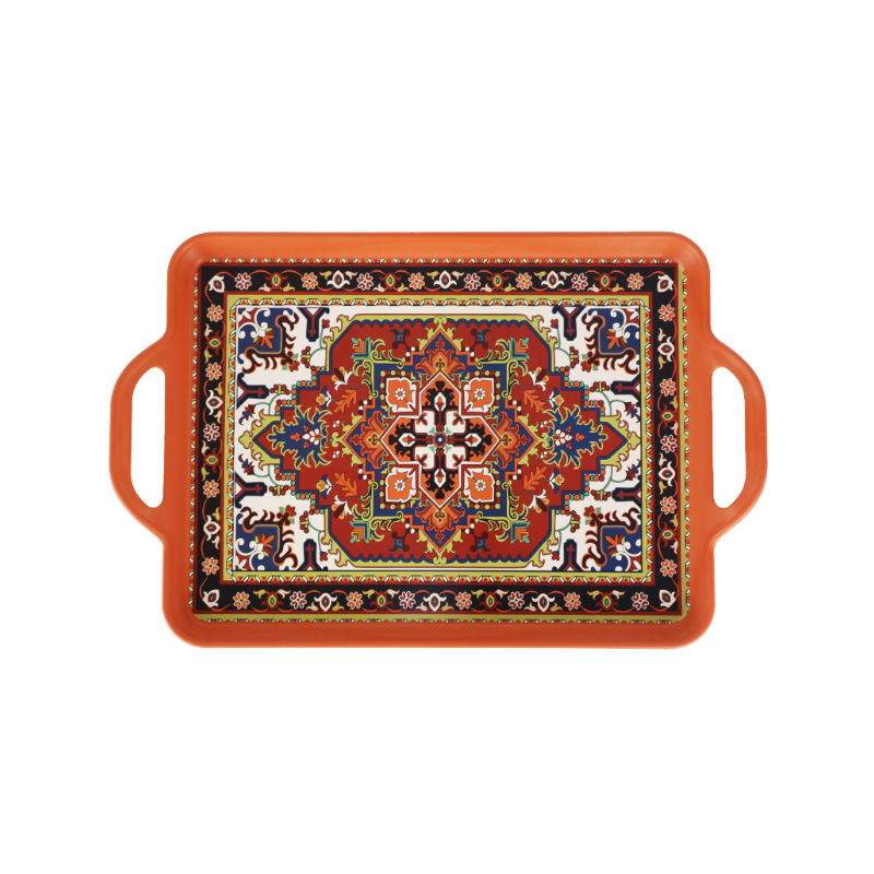 PLATEAU DECO PLASTIQUE 34X22 CM MIX ORANGE/VIOLET/VERT/JAUNE