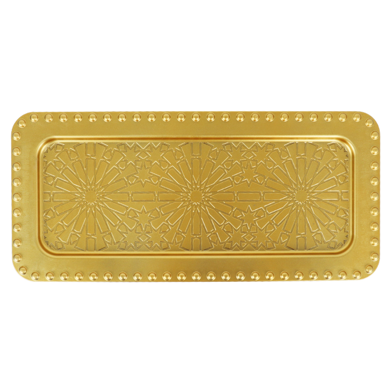 PLATEAU DECO PLASTIQUE 37X18 CM MODELE OR 