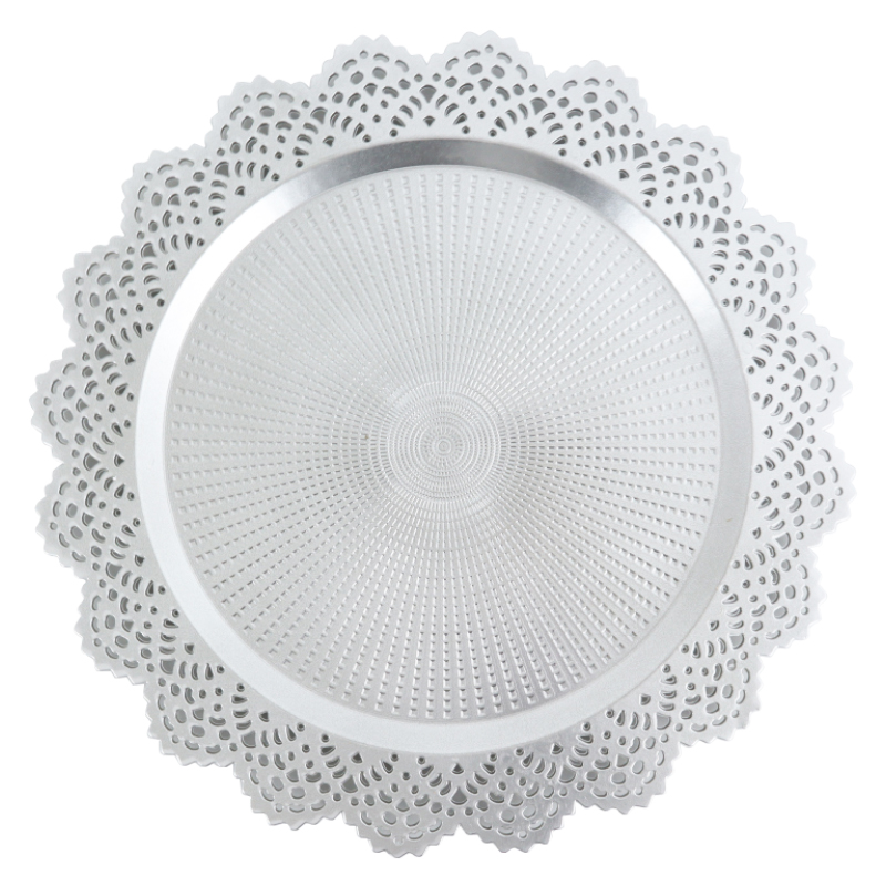 PLATEAU DECO PLASTIQUE 37 CM MODELE ARGENT