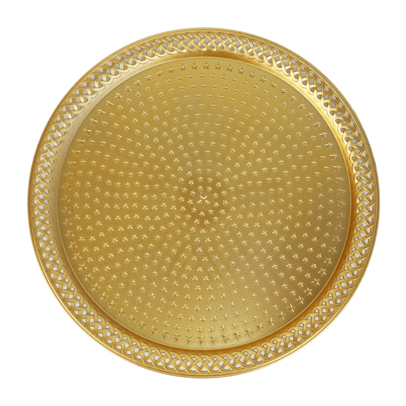 PLATEAU DECO PLASTIQUE 31 CM MODELE OR 