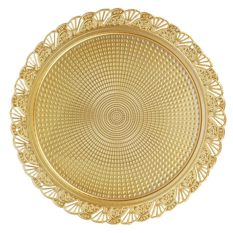 PLATEAU DECO PLASTIQUE 32 CM MODELE OR 