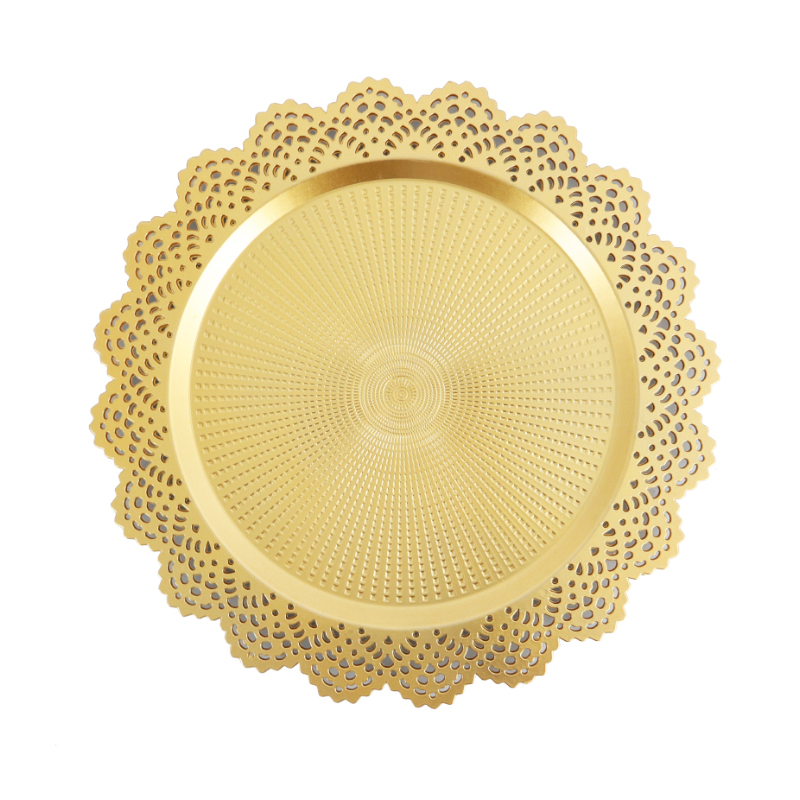 PLATEAU DECO PLASTIQUE 28 CM MODELE OR 
