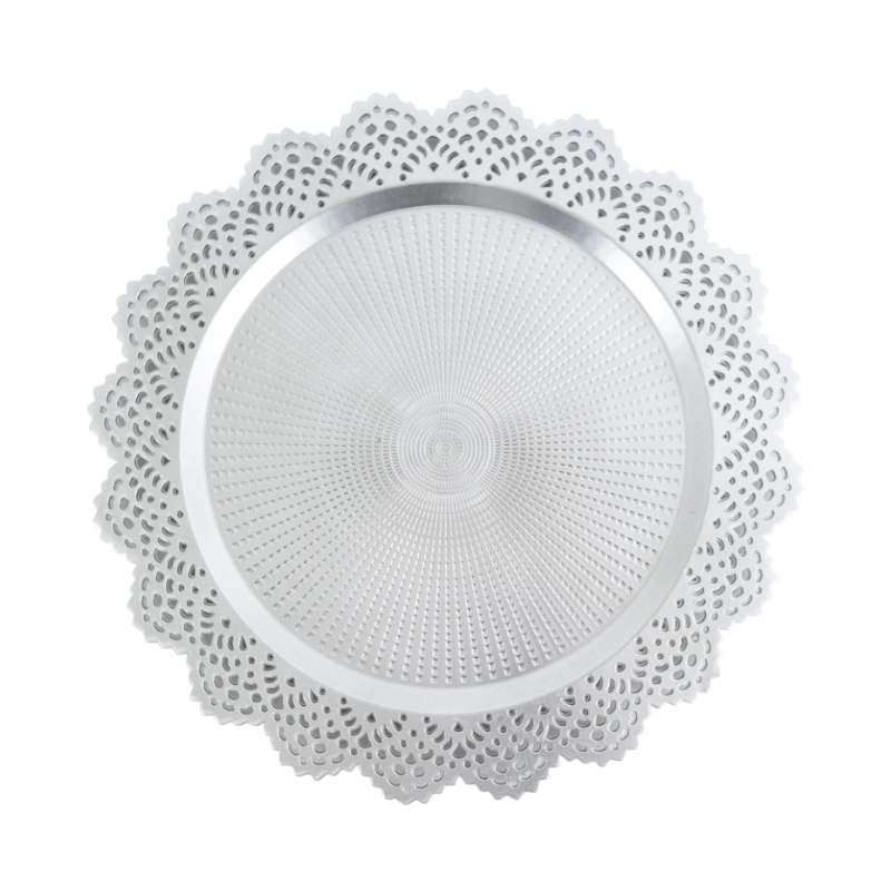 PLATEAU DECO PLASTIQUE 28 CM MODELE ARGENT