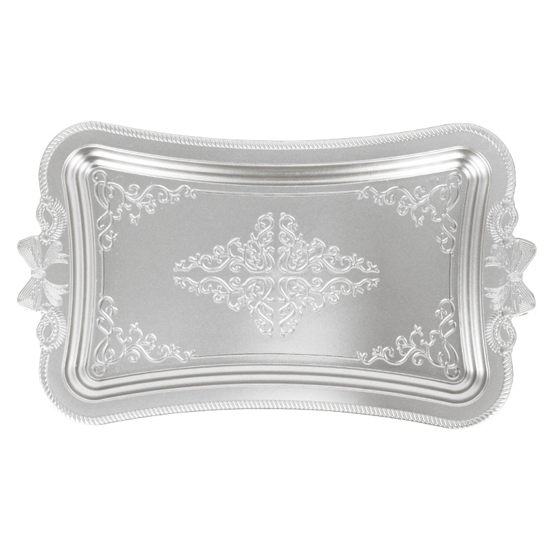 PLATEAU DECO PLASTIQUE 30X17 CM MODELE ARGENT