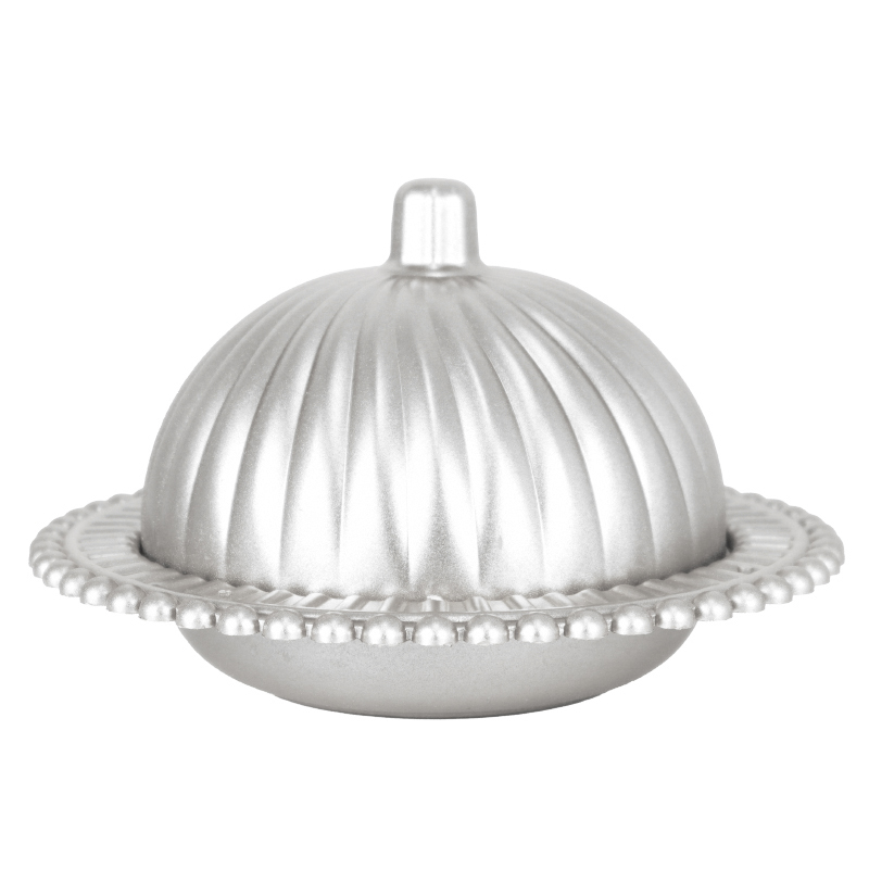 POT DECO PLASTIQUE AVEC COUVERCLE 16X10 CM MODELE ARGENT
