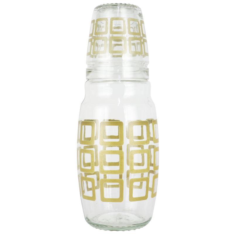 SET BOUTEILLE AVEC VERRE 1000 CC MODELE OR 