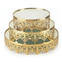 SET 3 PLATEAUX METAL ROND 20-25-30 CM MODELE OR