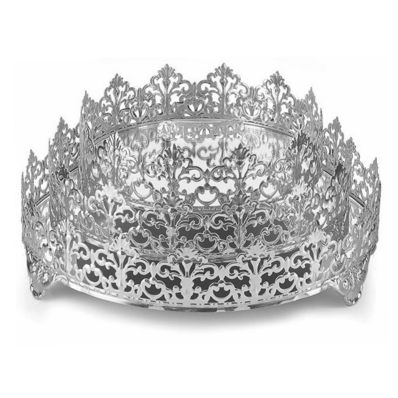 SET 3 PLATEAUX METAL ROND 20-25-30 CM MODELE ARGENT