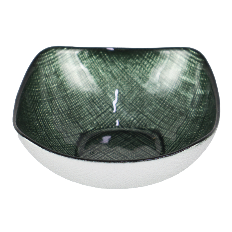 BOL DECO VERRE 14 CM MIX VERT/BEIGE/JAUNE/BLEU/ROUGE