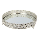 PLATEAU DECO METAL ROND 30 CM MODELE ARGENT