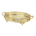 PLATEAU DECO METAL OVAL 28X20 CM MODELE OR 