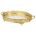 PLATEAU DECO METAL OVAL 36X26 CM MODELE OR 
