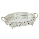 PLATEAU DECO METAL OVAL 28X20 CM MODELE ARGENT