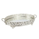 PLATEAU DECO METAL OVAL 36X26 CM MODELE ARGENT