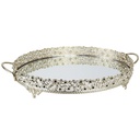 PLATEAU DECO METAL OVAL 42X33 CM MODELE ARGENT