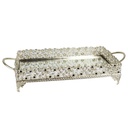 PLATEAU DECO METAL RECTANGULAIRE 32X19 CM MODELE ARGENT