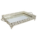 PLATEAU DECO METAL RECTANGULAIRE 38X26 CM MODELE ARGENT