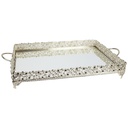 PLATEAU DECO METAL RECTANGULAIRE 32X43 CM MODELE ARGENT