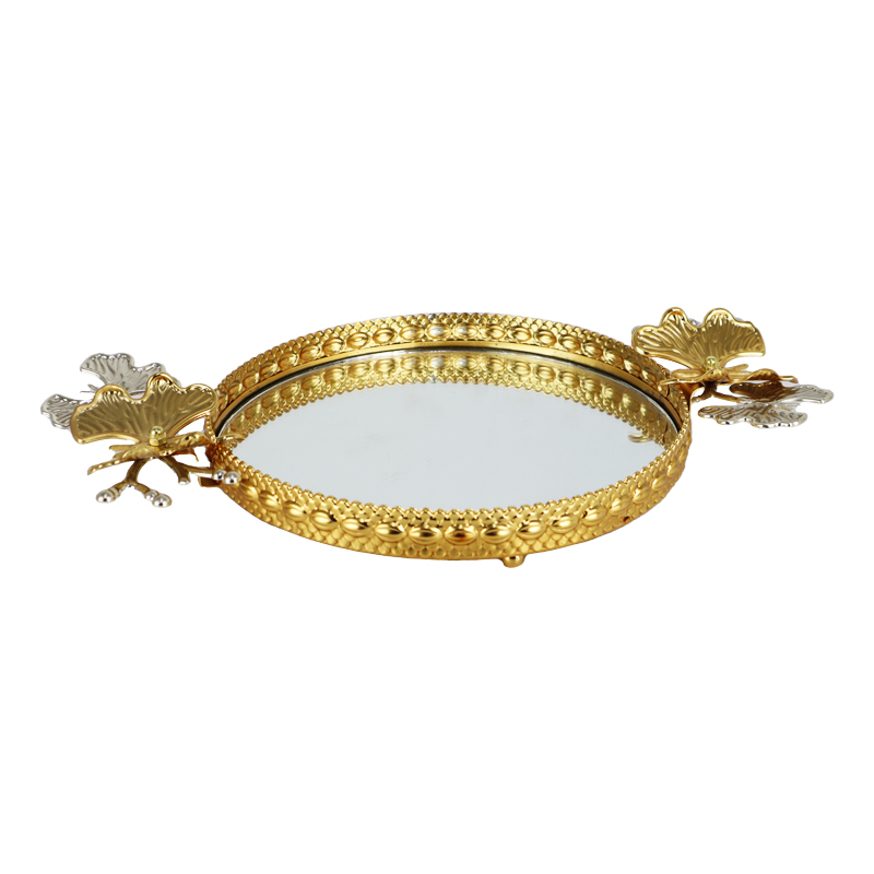 PLATEAU DECO ROND METAL 20 CM MODELE OR 