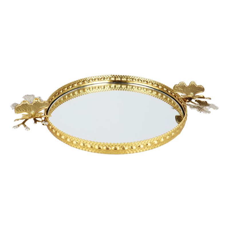 PLATEAU DECO ROND METAL 25 CM MODELE OR 