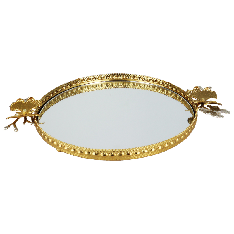 PLATEAU DECO ROND METAL 30 CM MODELE OR 