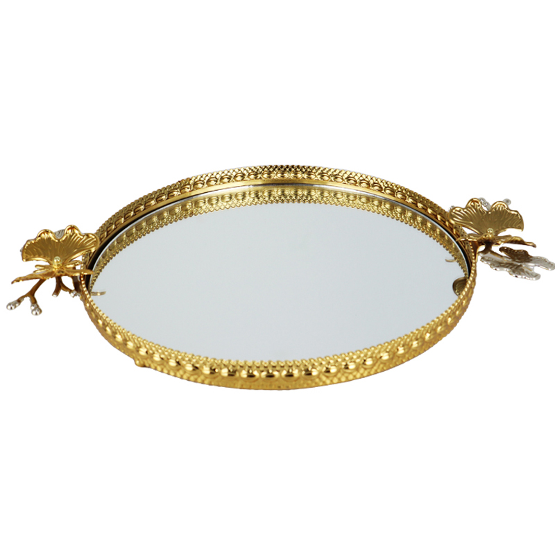 PLATEAU DECO ROND METAL 35 CM MODELE OR 