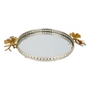 PLATEAU DECO ROND METAL 25 CM MODELE ARGENT