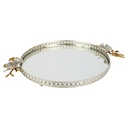 PLATEAU DECO ROND METAL 30 CM MODELE ARGENT