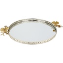 PLATEAU DECO ROND METAL 35 CM MODELE ARGENT