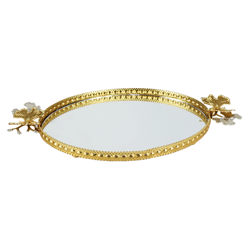 PLATEAU DECO METAL OVAL 35X26 CM MODELE OR