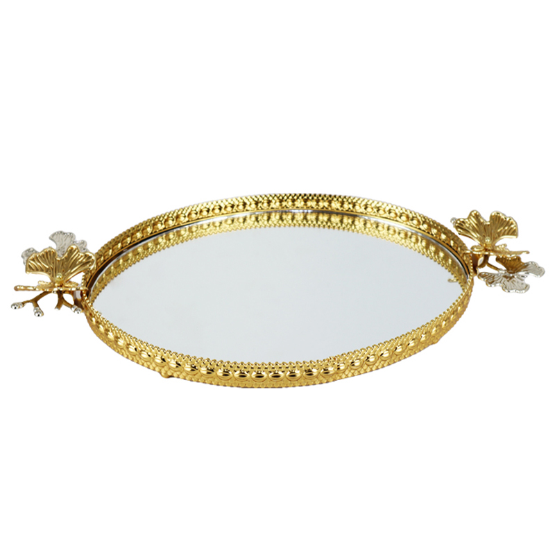 PLATEAU DECO METAL OVAL 42X33 CM MODELE OR