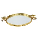 PLATEAU DECO METAL OVAL 42X33 CM MODELE OR