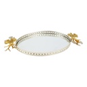 PLATEAU DECO METAL OVAL 29X20 CM MODELE ARGENT