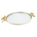 PLATEAU DECO METAL OVAL 35X26 CM MODELE ARGENT