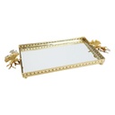 PLATEAU DECO METAL RECTANGULAIRE 32X20 CM MODELE OR 