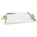 PLATEAU DECO METAL RECTANGULAIRE 37X25 CM MODELE ARGENT 