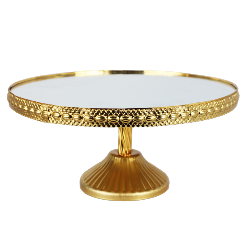 PLATEAU DE PRESENTATION AVEC PIED METAL 30X15 CM MODELE OR 