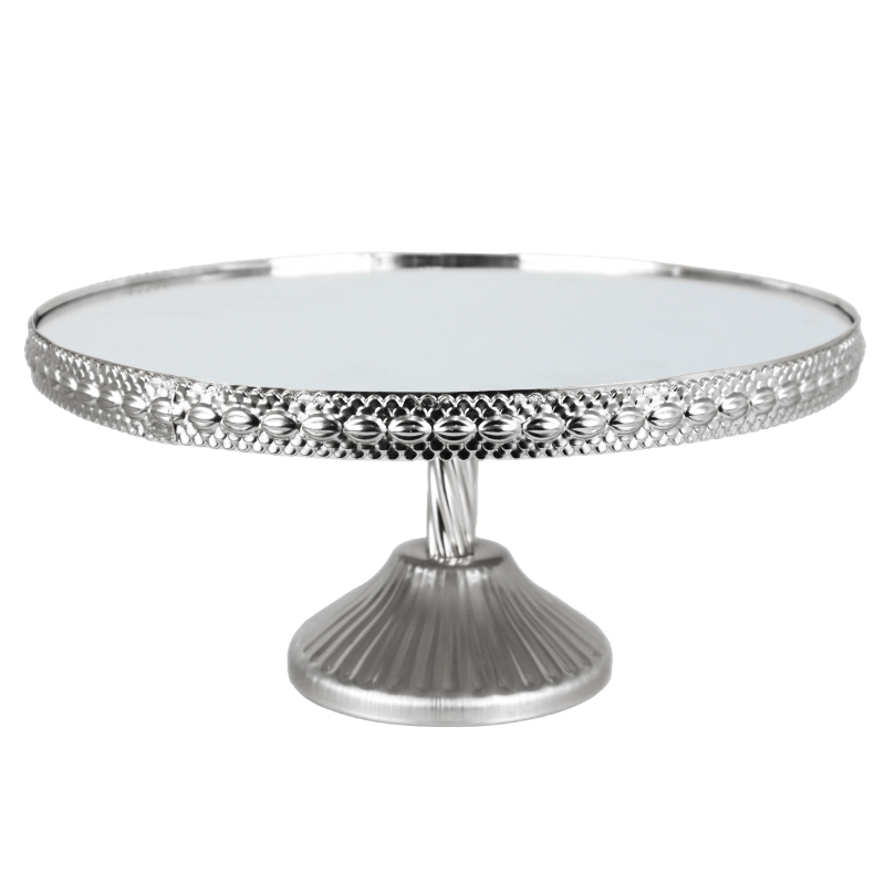 PLATEAU DE PRESENTATION AVEC PIED METAL 30X15 CM MODELE ARGENT