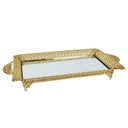 PLATEAU DECO METAL RECTANGULAIRE 37X25 CM MODELE OR 