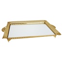 PLATEAU DECO METAL RECTANGULAIRE 49X37 CM MODELE OR 