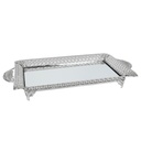 PLATEAU DECO METAL RECTANGULAIRE 37X25 CM MODELE ARGENT 