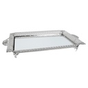 PLATEAU DECO METAL RECTANGULAIRE 43X31 CM MODELE ARGENT 