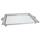 PLATEAU DECO METAL RECTANGULAIRE 49X37 CM MODELE ARGENT 
