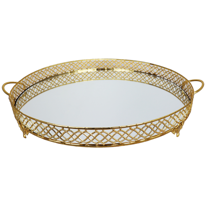 PLATEAU DECO METAL ROND 50 CM MODELE OR 