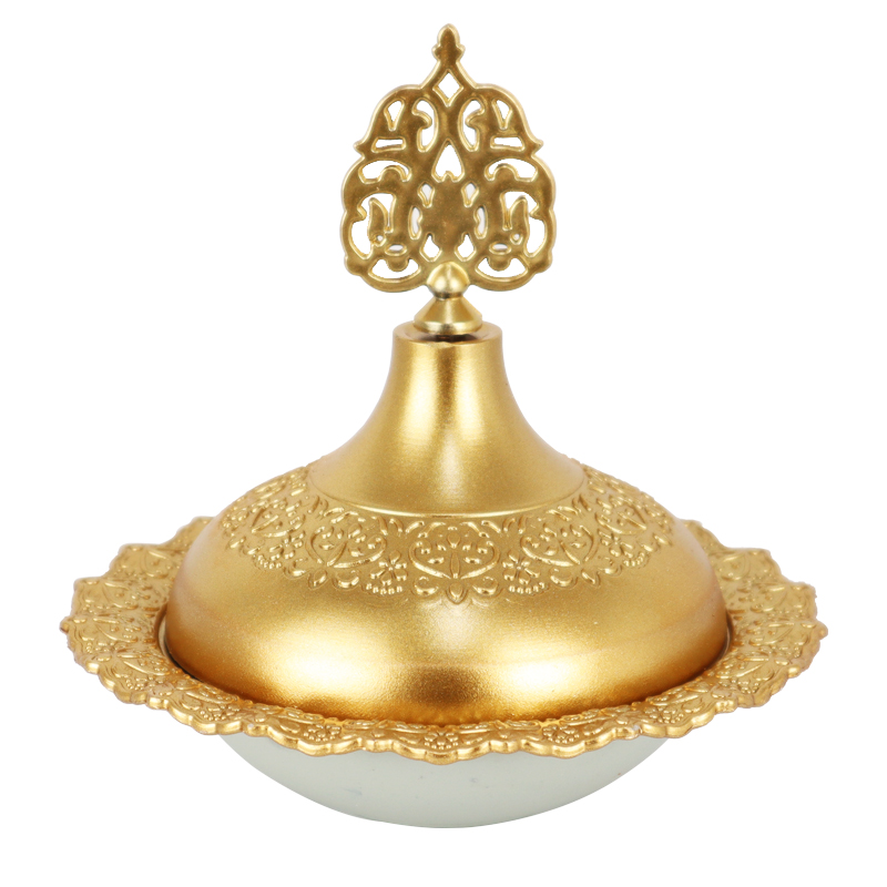 BOITE A SUCRE/BONBONS PLASTIQUE 14X8 CM MODELE OR 