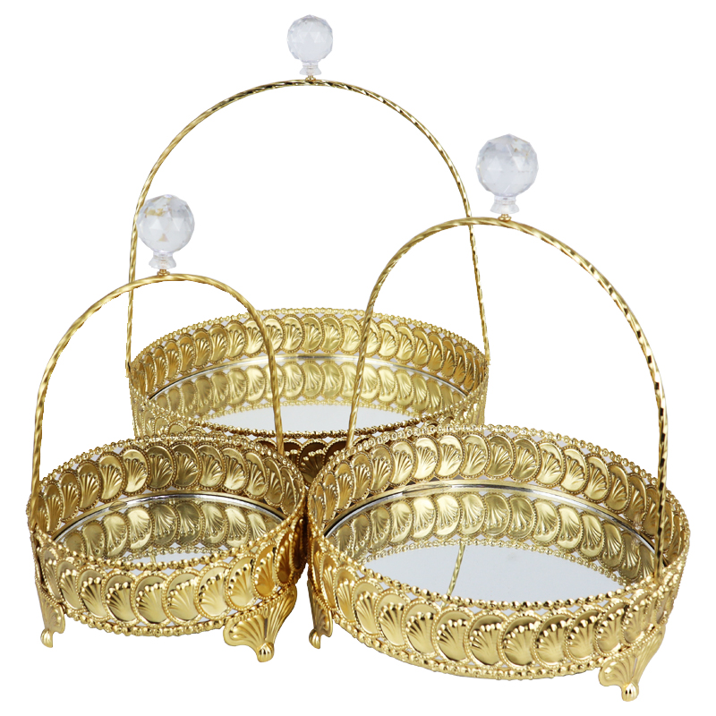 SET 3 PANIER DECO METAL 15 / 20 / 25 CM MODELE OR 