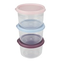 SET 3 MINI BOITES PLASTIQUE 3X175 ML MIX BLEU/ROSE/VIOLET
